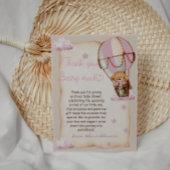 Carte De Remerciements Bébé Fille Teddy Ours rose