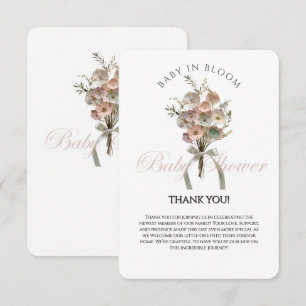 Carte De Remerciements Bébé Fleur Sauvage Pressée en Fleur Sa Shower Bohè