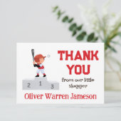 Carte De Remerciements Bébé Garçon 1ère place Batter Anniversaire Basebal (Debout devant)