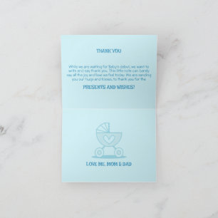 Carte De Remerciements Bébé garçon Fête de révélation de genre