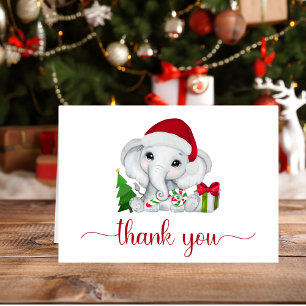 Carte De Remerciements Bébé Garçon Santa Éléphant Baby Shower de Noël