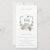 Carte De Remerciements Bébé jaune mignon Hippo Foliage Baby shower Invita (Devant)