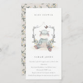 Carte De Remerciements Bébé jaune mignon Hippo Foliage Baby shower Invita (Devant / Derrière)