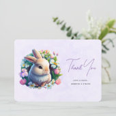 Carte De Remerciements Bébé lapin dans les fleurs de printemps (Debout devant)