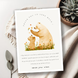Carte De Remerciements Bébé maman Bearly Wait Floral Neutal Baby shower
