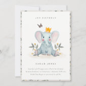 Carte De Remerciements Bébé mignon Foliage éléphant N'importe quel âge An (Devant)