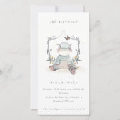 Carte De Remerciements Bébé mignon Hippo Foliage N'importe quel âge Anniv (Devant)