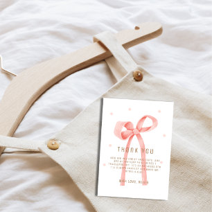 Carte De Remerciements Bébé mignon Polka Dot Bow Baby shower