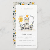 Carte De Remerciements Bébé mignon Zebra Foliage N'importe quel âge Anniv (Devant / Derrière)