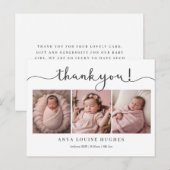 Carte de remerciements bébé moderne avec photo (Devant / Derrière)