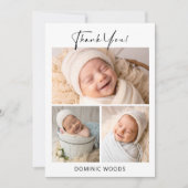 Carte de remerciements bébé moderne avec photo (Devant)