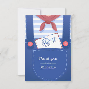 Carte De Remerciements Bébé Nautique garçon douche par courrier