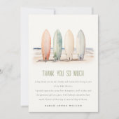 Carte De Remerciements Bébé neutre à bord Baby shower de surf (Devant)