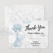 Carte De Remerciements Bébé ours polaire en marbre blanc (Devant / Derrière)