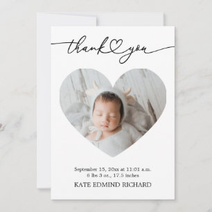 Carte De Remerciements Bébé photo du coeur  Nouveau-né