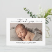 Carte De Remerciements Bébé photo horizontale simple Script (Debout devant)
