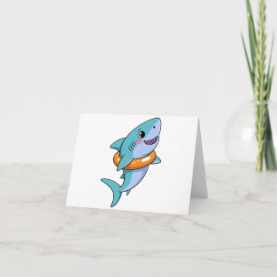 Carte De Remerciements Bébé Requin Mignon Avec Flotteur Enfants