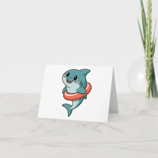 Carte De Remerciements Bébé requin mignon avec flotteur | Enfants (Devant)
