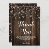 Carte De Remerciements Bébé rustique Il fait froid dehors l'hiver (Devant / Derrière)