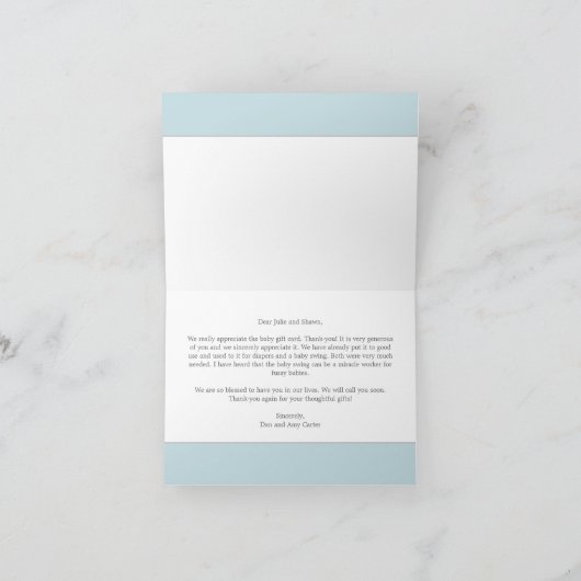 Carte de remerciements bébé Saint Jacques doux (Intérieur)