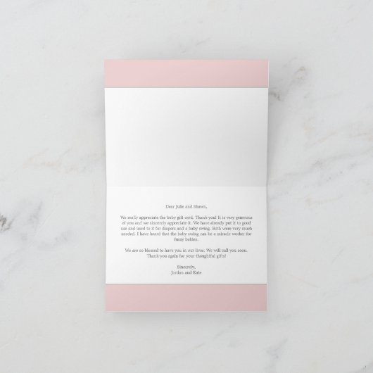 Carte de remerciements bébé Saint Jacques doux (Intérieur)