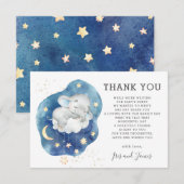 Carte De Remerciements Bébé Shower Éléphant Fantaisie Twinkle Little Star (Devant / Derrière)