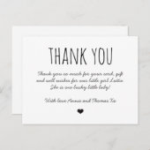 Carte de remerciements bébé, simple merci (Devant / Derrière)