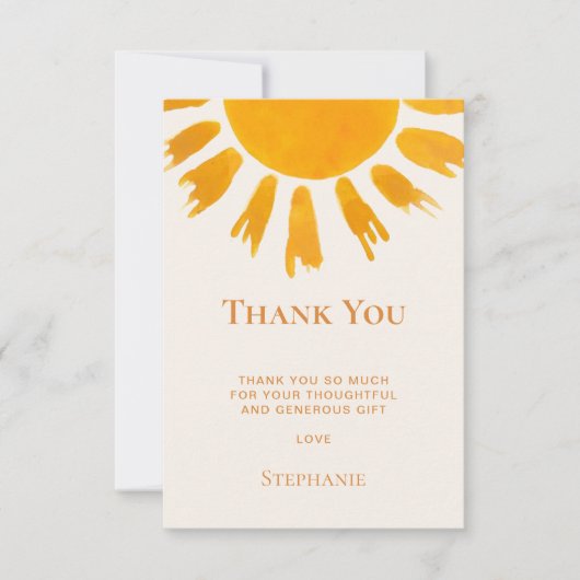Carte De Remerciements Bébé Soleil Shower (Devant)