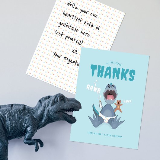 Carte De Remerciements Bébésaurus T-rex Bleu