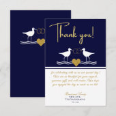 Carte De Remerciements Bécasseaux Bleus de la marine Mariage côtière (Devant / Derrière)