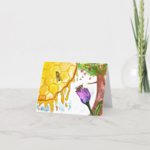 Carte De Remerciements Bee, Honey Sun et Flower Folded Card by Emma & Eva