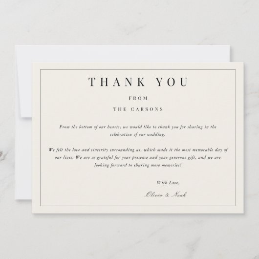 Carte de remerciements beige moderne et élégant (Devant)