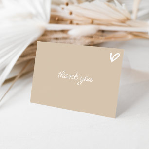 Carte de remerciements beige simple au coeur