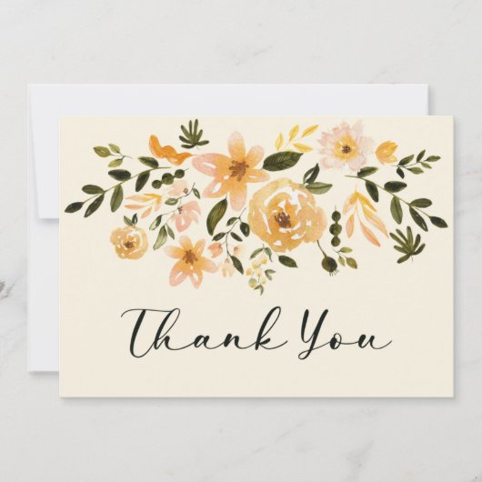 Carte De Remerciements Belle aquarelle design floral (Devant)