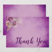 Carte De Remerciements Belle aquarelle florale violette (Devant / Derrière)