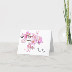 Carte De Remerciements Belle aquarelle rose cerisier fleurs florales