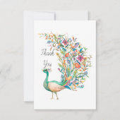 Carte De Remerciements Belle aquarelle vert paon (Devant)