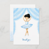Carte De Remerciements Belle brunette en tutu bleu (Devant / Derrière)
