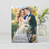 Carte De Remerciements Belle Calligraphie Script Mariage Photo (Debout devant)