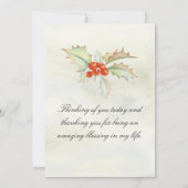 Carte De Remerciements Belle Écriture Inspirationnelle Noël Floral (Dos)