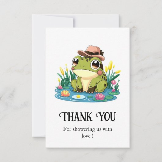 Carte De Remerciements Belle Fête de Naissance de Bébé Grenouille Mignonn (Devant)