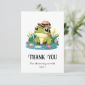 Carte De Remerciements Belle Fête de Naissance de Bébé Grenouille Mignonn (Debout devant)