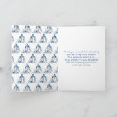 Carte De Remerciements Belle Fête des mariées de Robe Florale Bleue (Intérieur)