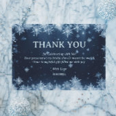 Carte De Remerciements Belle Fête des mariées d'hiver Bleue Flocon de nei