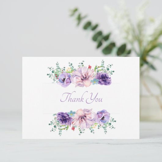 Carte De Remerciements Belle Fleur Violette Lavande (Debout devant)