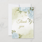 Carte De Remerciements belle fleurs bleues verdure botanique (Devant)