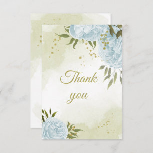 Carte De Remerciements belle fleurs bleues verdure botanique