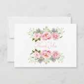 Carte De Remerciements Belle Florale Rose (Devant)