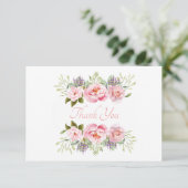 Carte De Remerciements Belle Florale Rose (Debout devant)