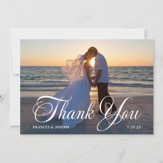 Carte De Remerciements Belle Forma Script Mariage Photo (Devant)